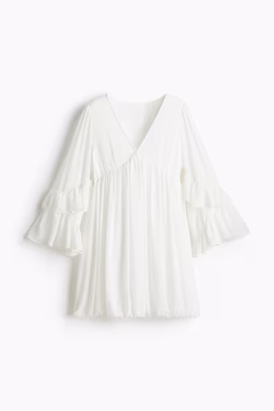 VESTIDO EM CHIFFON COM FOLHOS