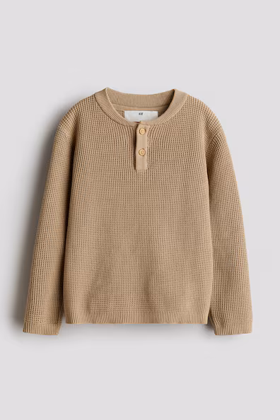 Свитер HENLEY из вафельной вязки